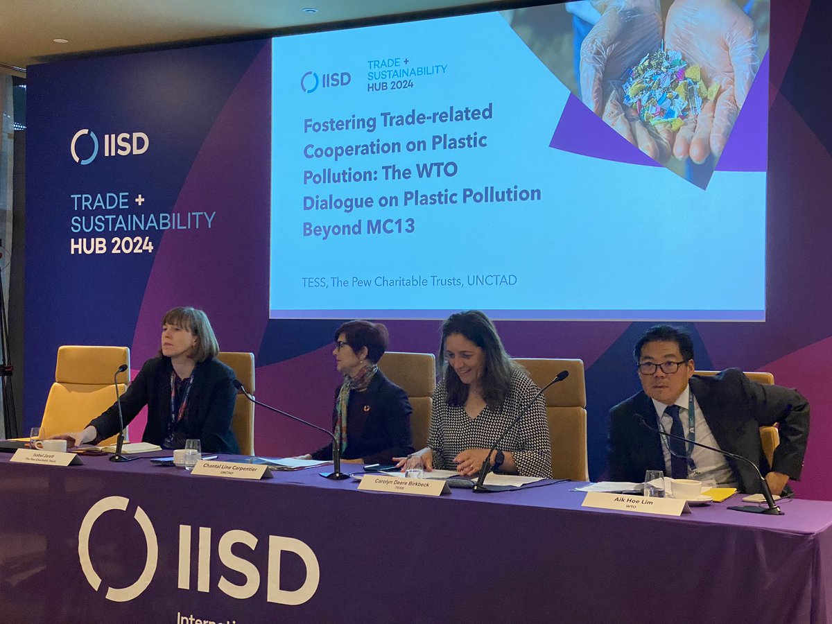 Starting now: Fostering trade-related cooperation on plastic pollution session featuring Pew’s <a href="/isabeljarrett/">Isabel Jarrett</a> at IISD #TradeHub2024 Room B, Pearl Rotana Capital Centre. 

Watch live: iisd.org/events/trade-a… 

#WTC13AbuDhabi