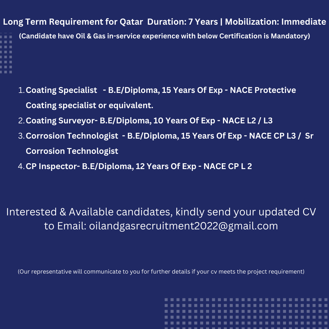 IntegrityInspe3's tweet photo. #QatarJob #longterm  #oilgas  Interested &amp; Available candidates, kindly send your details in below link with updated CV https://t.co/q2kC1Slnyh  Or send your updated resume along with a copy of education &amp; technical certificates to Email: oilandgasrecruitment2022@gmail.com https://t.co/YlBwh7dkUF