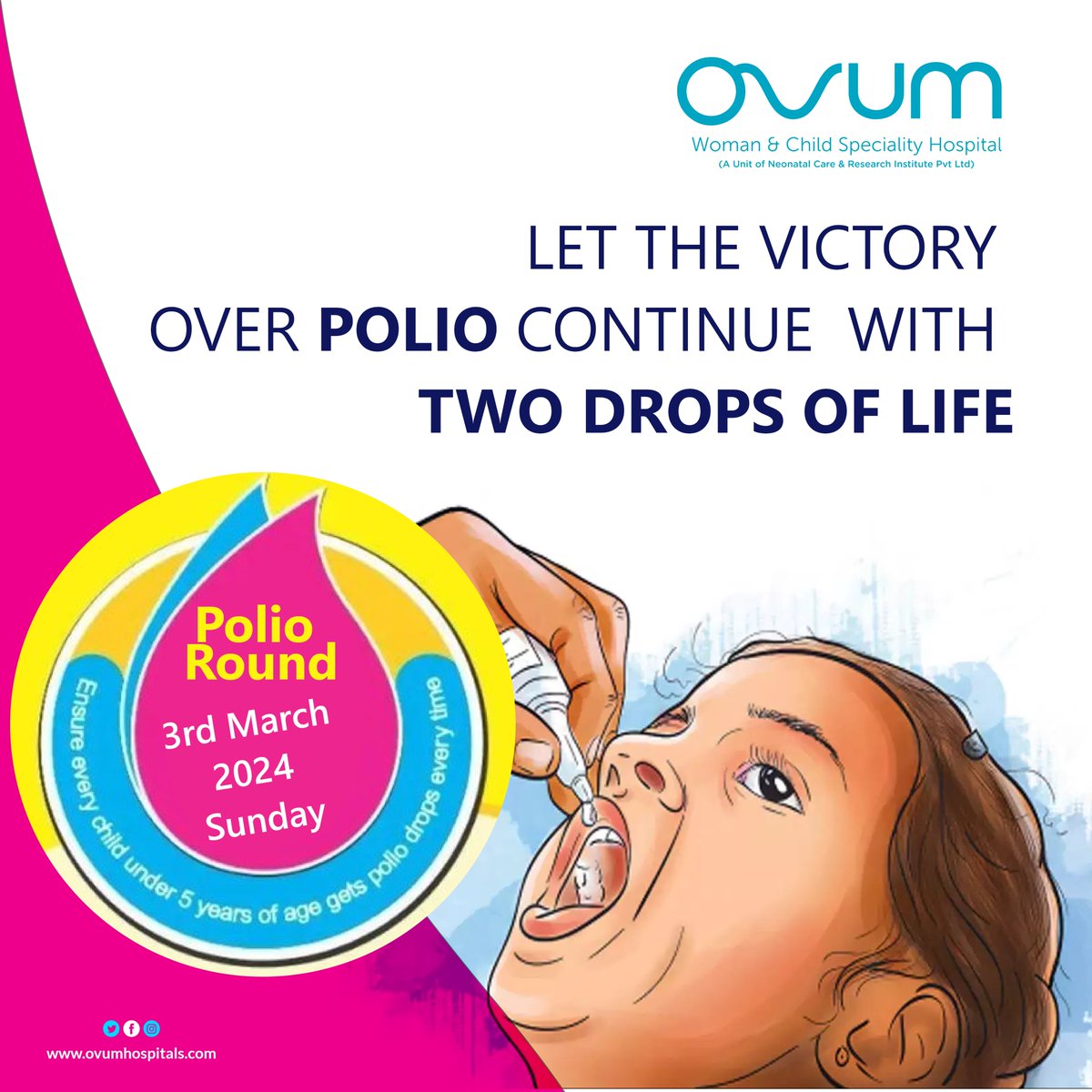 Join the Polio Triumph! 🌟 Save the date: Polio Round - March 3, 2024. Two drops secure a Polio-free future. Let's protect every child under 5. Spread the word! Together, we conquer Polio. #poliofreefuture #twodropsoflife