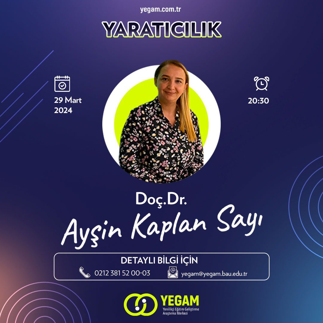 Yenilikçi Eğitim Geliştirme Araştırma Merkezi (YEGAM) mesleki gelişiminize katkı sağlamak için bireysel başvuru yapabileceğiniz online eğitim programı ile sizlerle! Eğitimler microsoft teams üzerinden yapılacaktır. Başvuru için link: 
bit.ly/egitimbasvurul…