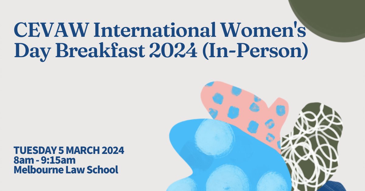 Join us on Tuesday 5 March for breakfast with @_CEVAW researchers and guests. Hear from a new generation of researchers and their insights on the crucial issue of #violenceagainstwomen. Tap through to register → unimelb.me/49trZzz