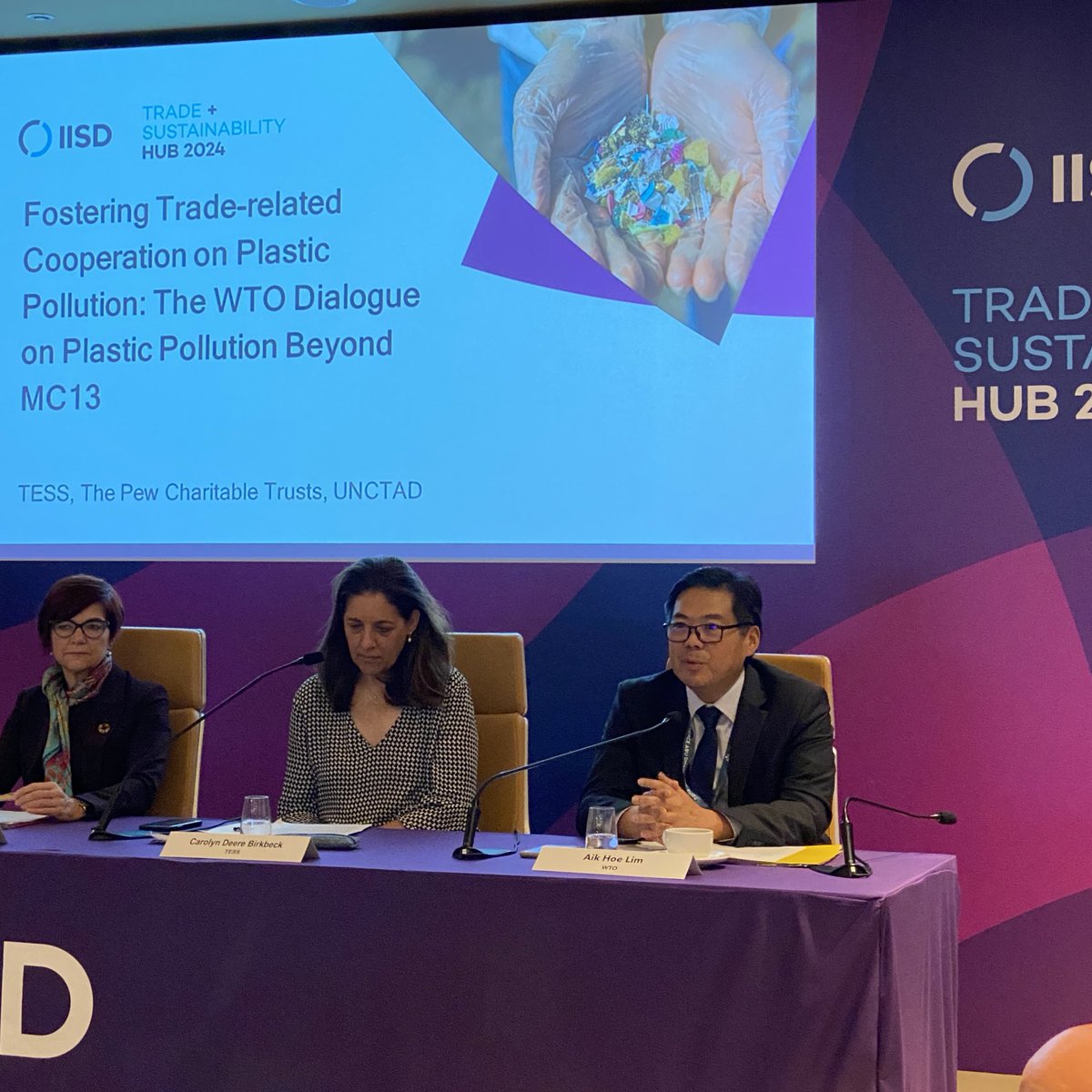 ‘In WTO terms, the growth of the DPP has been exponential and led to the release of a statement yesterday with a list of detailed actions including increasing transparency in supply chains’—<a href="/WTO/">WTO</a>’s <a href="/Hoe__Lim/">Aik Hoe Lim</a> opens the panel on how trade can curb plastic pollution. #WTOMC13
