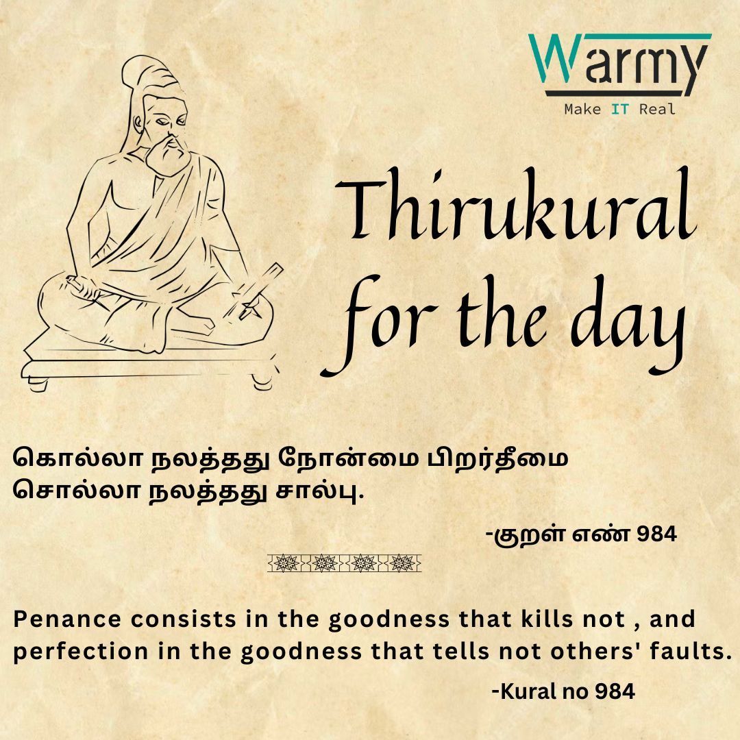 warmy_co's tweet image. Thiruvalluvar ,the savvy says #warmy #warmysolutions #thirukural #thiruvalluvar