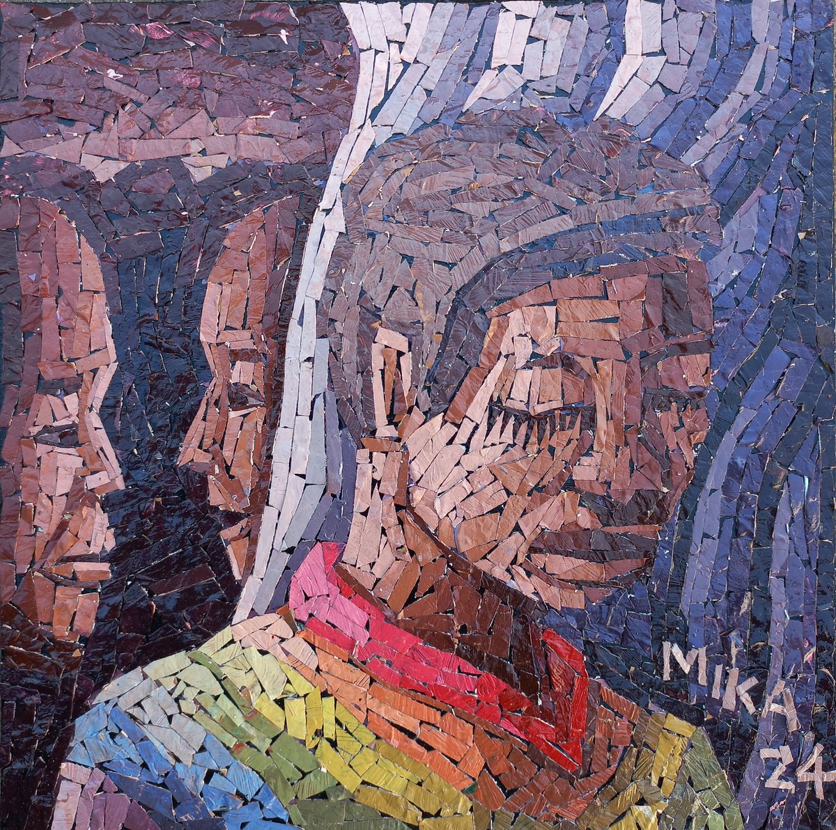 MikaObanda's tweet photo. Series: My Mentality
Title: Shame In What I am /Shame In what I like
Size: 20cm*20cm
Medium: Eggshell and Acrylics
Style: Mosaic
An artwork addressing how existing honestly and openly in a country like Kenya can be hard
#kenyanart #mymentality #mikaobanda #galck @Galck_ke https://t.co/Ma88dcJQsG