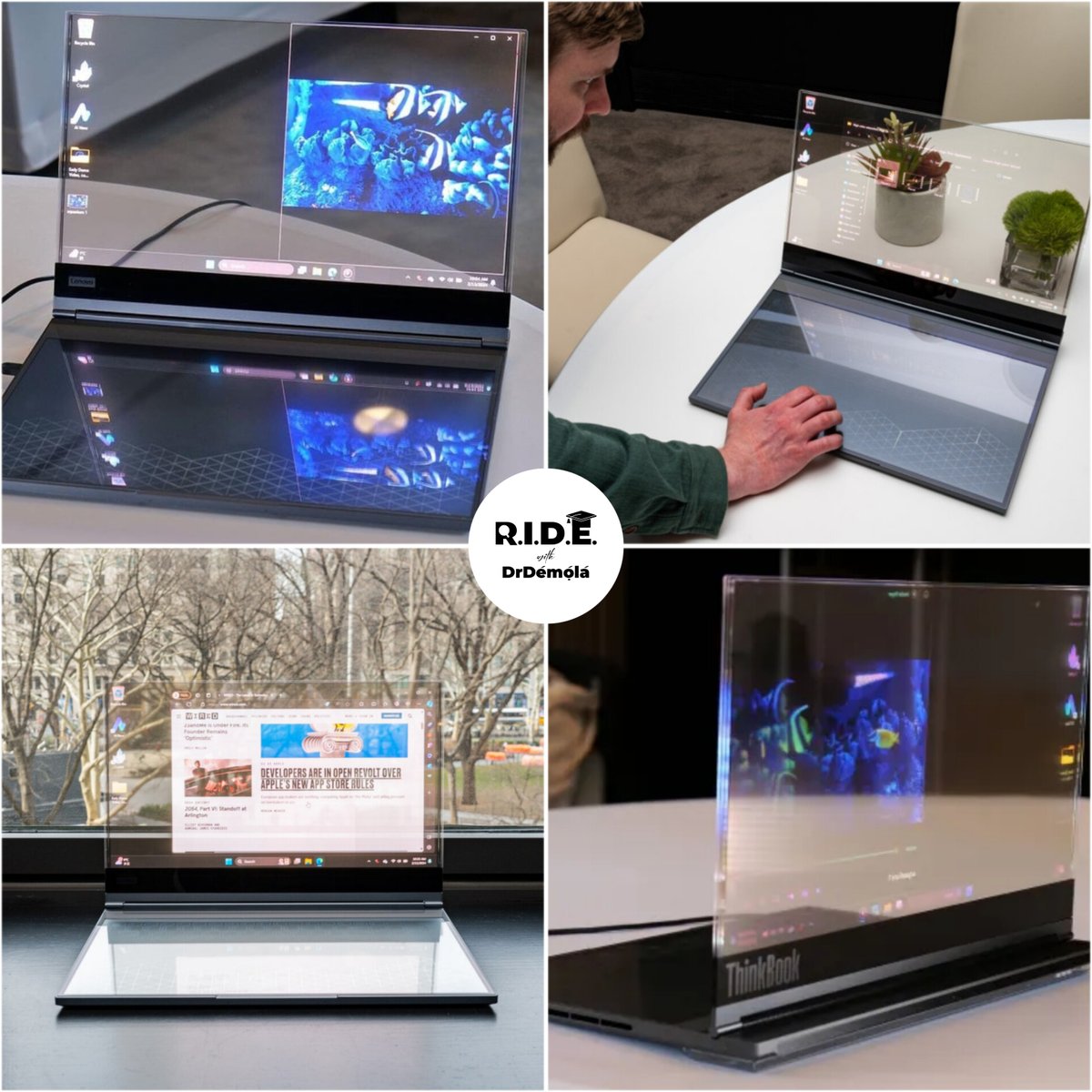 drdemola01's tweet image. PROJECT CRYSTAL 

Lenovo unveiled the world&apos;s first laptop with  a transparent microLED display, called Project Crystal, at the Mobile World Congress (MWC) 2024 in Barcelona, Spain.

#Lenovo
#projectcrystal
#laptop
#Transparent
#MicroLED
#MWC2024
#barcelona