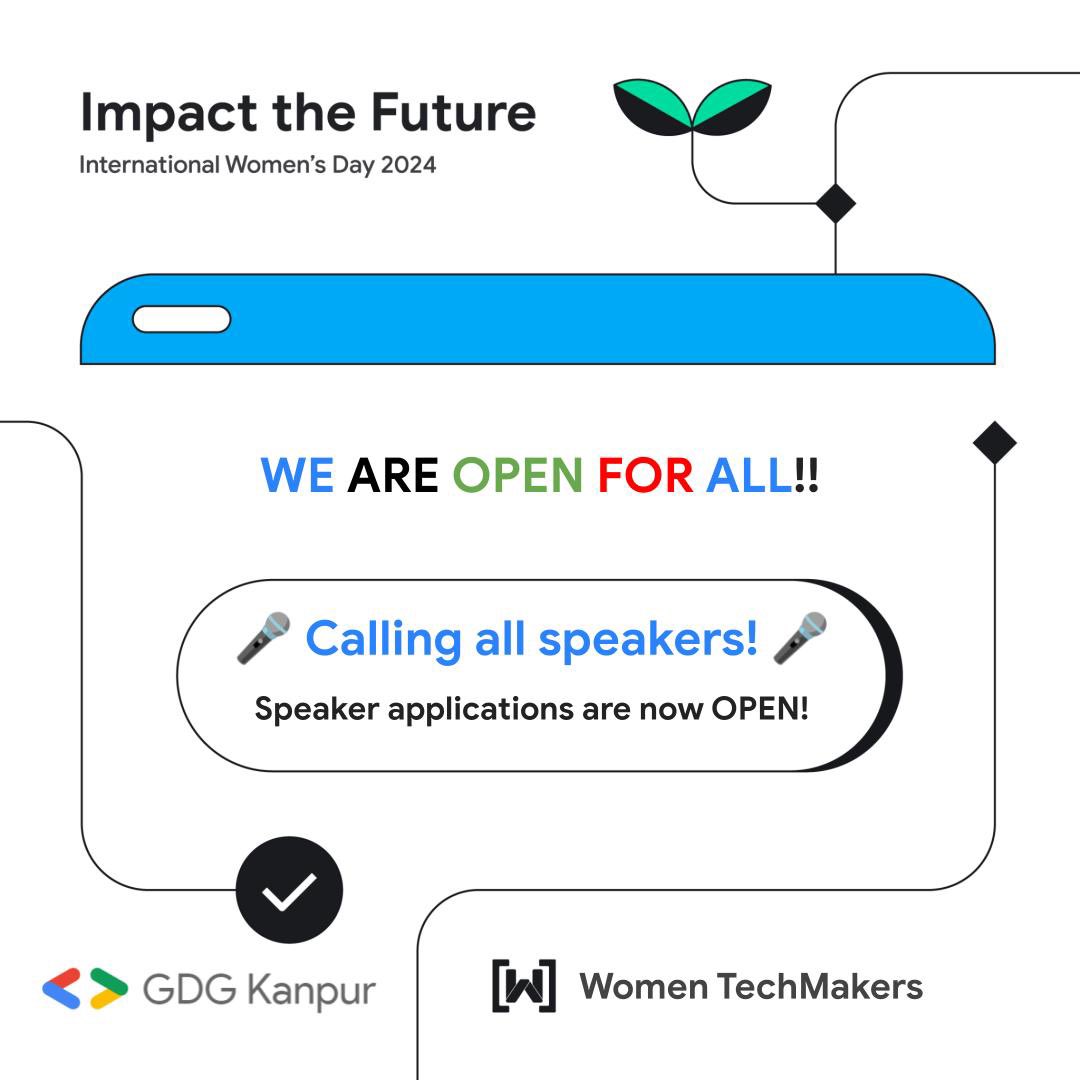 gdg_kanpur's tweet image. ✨ Share your stories and expertise with us as we celebrate women's achievements. Speaker applications are now OPEN! Join us and make IWD2024 unforgettable! ✨
Call for Speakers is open - forms.gle/iqq5ctYikgp3vh…
#iwd2024 #impactthefuture #googledevelopersgroup #gdgkanpur