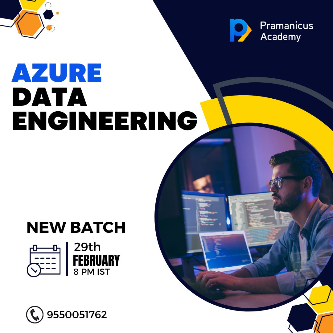 Unlock a rewarding career in Azure Data Engineering! 🚀 Join our upcoming batch starting February 29th at Pramanicus Academy. Enroll now! #AzureDataEngineer #BigData #CloudComputing #CareerBoost