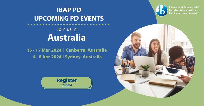 Check out our PD workshops in Australia! Gain insights from experienced IB workshop leaders and benefit from exchanging ideas and resources with your peers! 15 - 17 Mar: bit.ly/3UUFiog 6 - 8 Apr: bit.ly/3UXjOaq