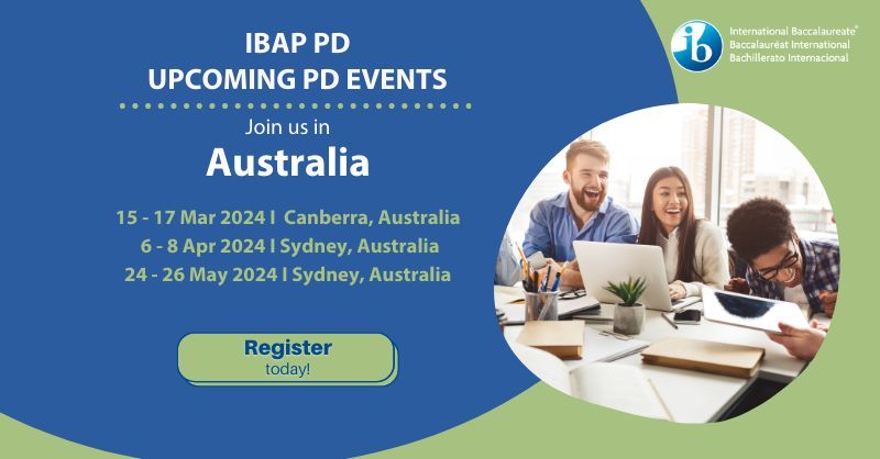 Check out our PD workshops in Australia! Gain insights from experienced IB workshop leaders and benefit from exchanging ideas and resources with your peers! 15 - 17 Mar: bit.ly/3UUFiog 6 - 8 Apr: bit.ly/3UXjOaq 24 - 26 May : bit.ly/3uDV5NO