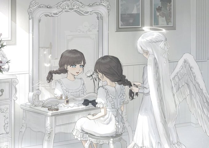 「reflection white hair」 illustration images(Latest)
