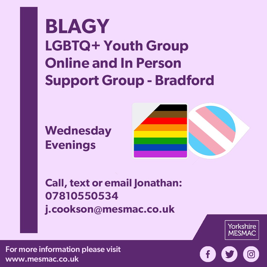 Looking for new LGBTQ friends and spaces? Live in the Bradford area? 16-25yrs? Contact Jonathan to join 📞 07810550534 @UniofBradford @uoblgbt @BradfordUniSU @BradfordCollege #lgbtq #younglgbtq #instagay #bradford #yorkshire #bi #trans #gay #lesbian #queer #instaqueer #pride