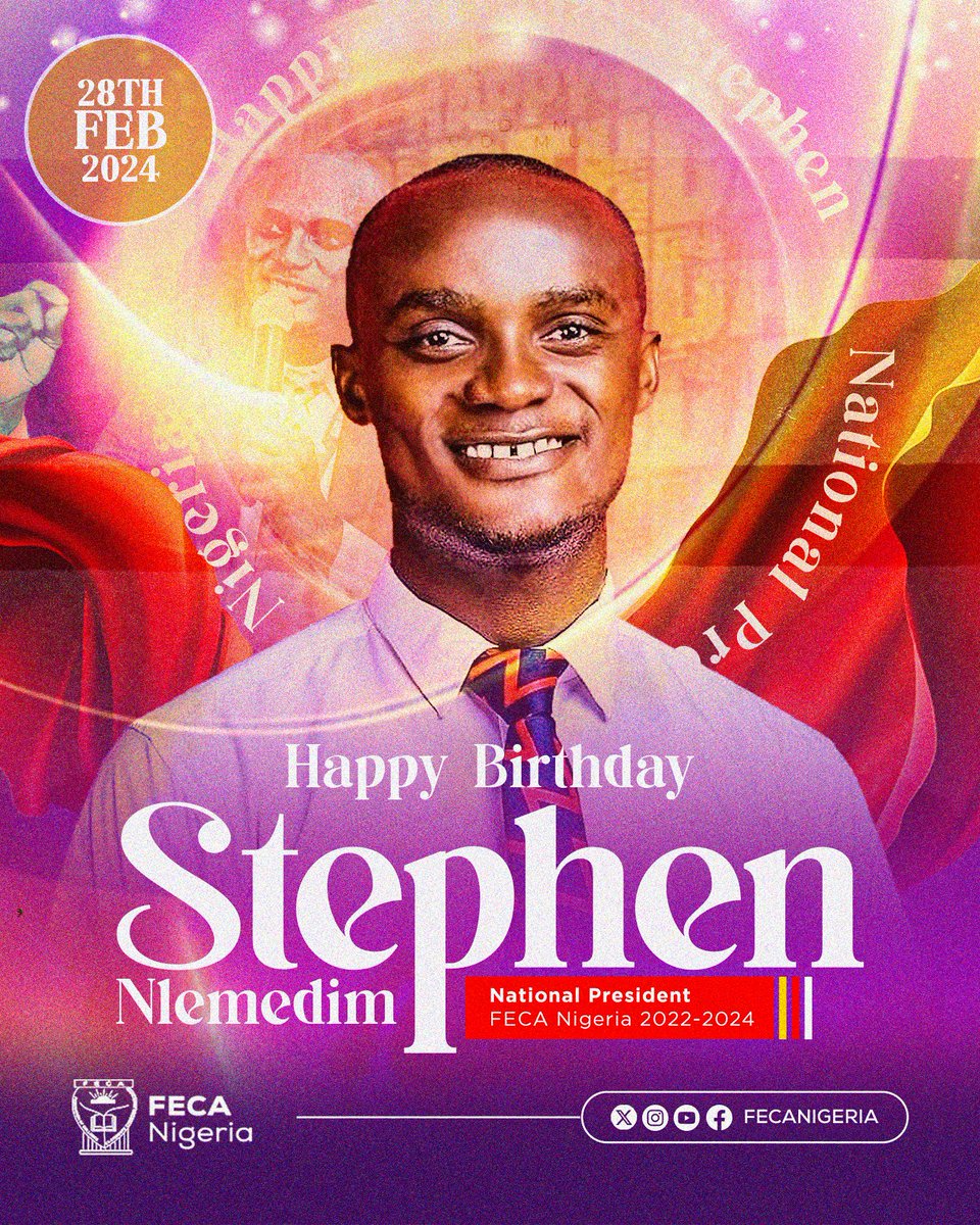 Celebrating a Fruitful and Faithful Steward. 

Thank you so much for all your labours of love and sacrifices in FECA NIGERIA. 

Happy Birthday to the Chief Servant of FECA NIGERIA.

Mr. <a href="/StephenNlemedim/">Stephen Nlemedim</a>, National President, 2022-2024. 

We love and celebrate you sir