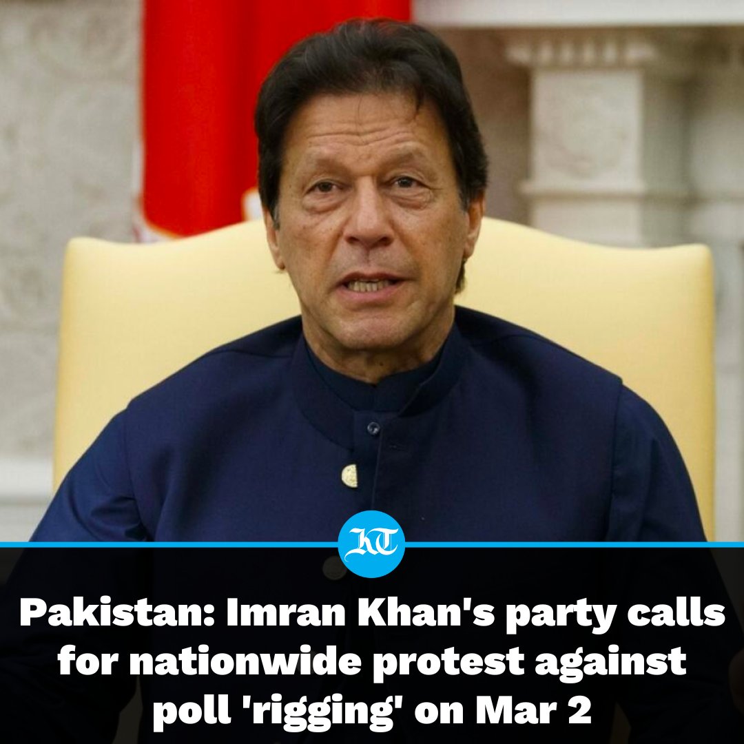 #Pakistan's jailed former prime minister #ImranKhan's party on Tuesday announced a countrywide #protest on Saturday against the alleged rigging in the February 8 #elections that has prevented the party from returning to power. khaleejtimes.com/world/asia/pak…