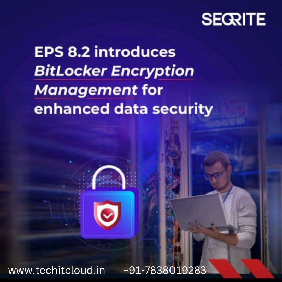 TechIT_Cloud's tweet image. Thrilled to share the latest update! EPS v8.2 is here, introducing BitLocker Encryption Management to bolster your data security. 
As a platinum partner, Tech IT Cloud is ready to guide you through these cutting-edge advancements.

#DataSecurity #TechITCloud #SeqriteEPS #Seqrite