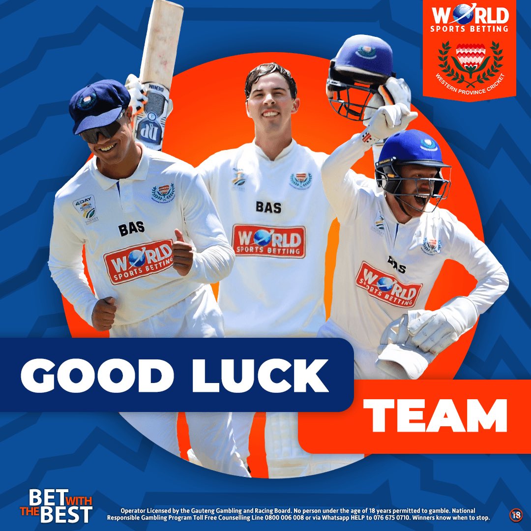 🏏 Best of Luck to World Sports Betting Western Province! 

Sending a wave of positive vibes and unwavering support to World Sports Betting Western Province as they gear up for the CSA 4-Day Series Cup Final against DP World Lions! #WSBWP 🧡