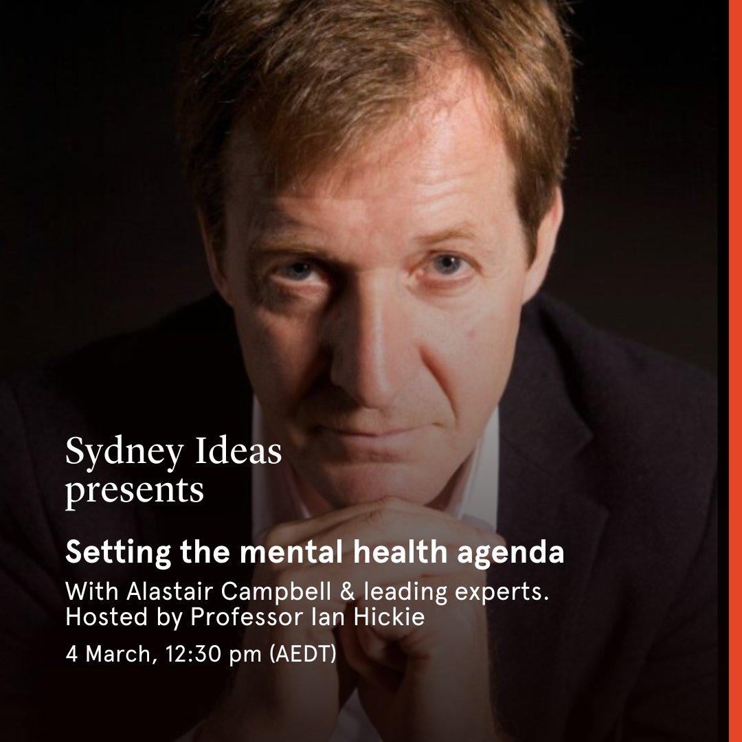 In the political landscape there are very few people who are so articulate and honest about their own experiences of living with a mental illness as Alastair Campbell. Let's get mental health it back on the political agenda. Register: bit.ly/42KUcj1 #mentalhealth #auspol