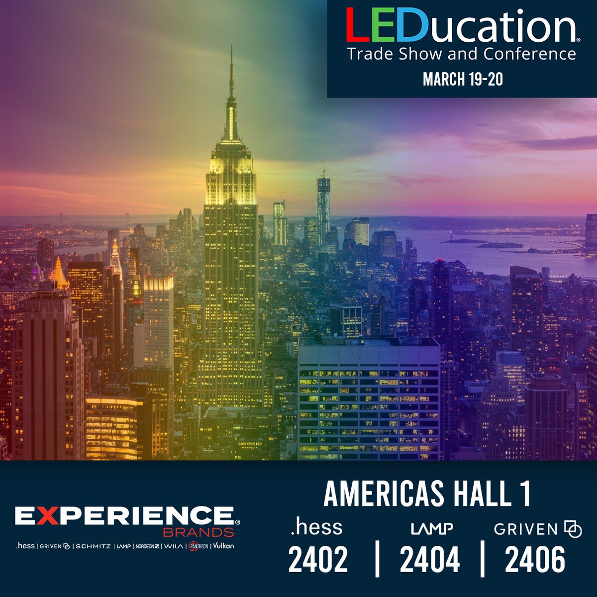 🌟 Exciting News! 🌟 We're thrilled to announce that we'll be at the 2024 @leducationnyc show in Americas Hall 1! 

Come visit us at booths 2402 (Hess), 2404 (Lamp), and 2406 (Griven). Let's connect and explore the latest innovations in lighting! 💡 

#LEducation2024