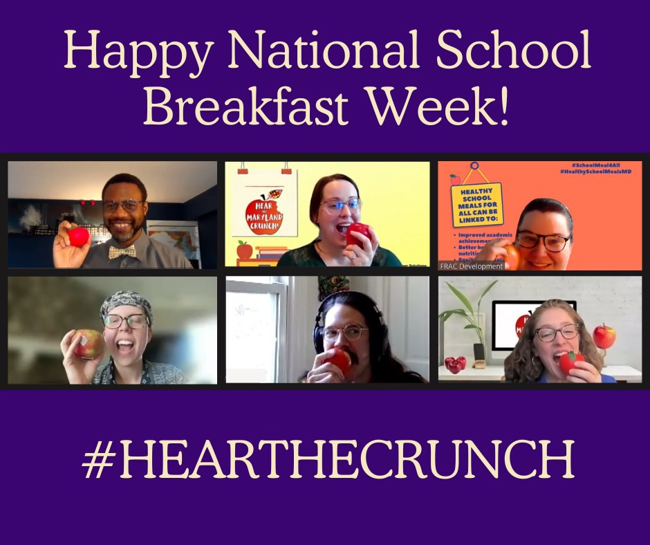 MDHS is celebrating #HeartheCrunch to highlight the importance of providing #schoolbreakfast to ALL students! We're so grateful for our school nutrition #hungerheroes and #schoolmeals4all champions working to ensure all MD students can start each day with a healthy school meal!