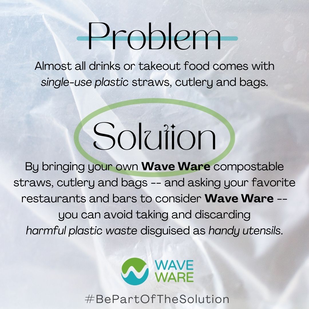 Have a problem with single-use plastics? We do, too. But we also have the solution: Wave Ware. #renewable #sustainable #compostable #waveware #bepartofthesolution