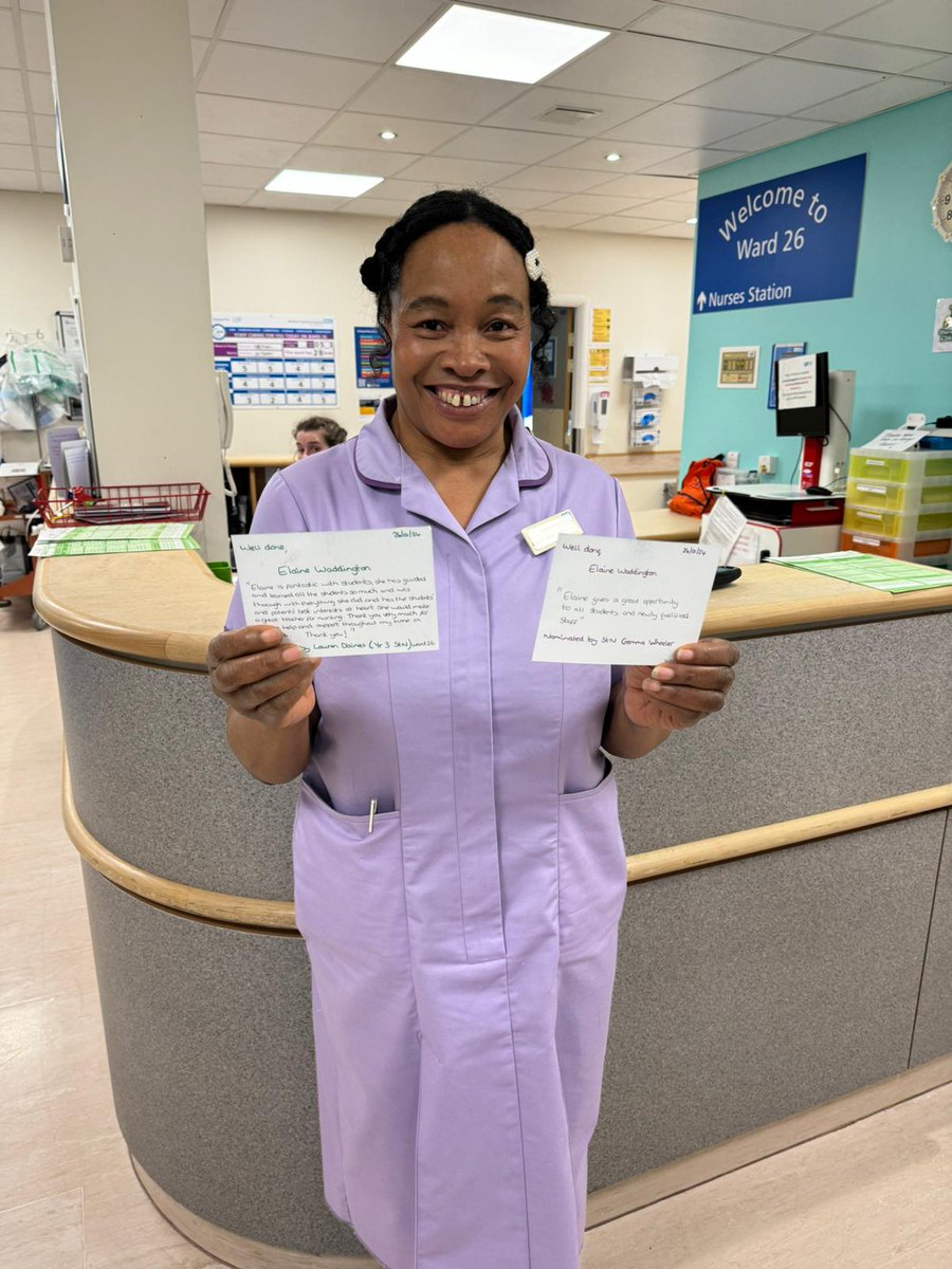 'For Being such a good teacher, fantastic with students. Provides very good learning opportunities' What excellent feedback from our students to Elaine on ward 26! Thank you for giving #positiveplacements @BTHFTBEaT @BTHFT