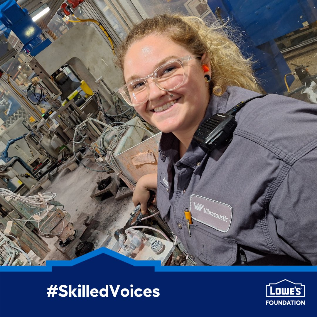 lowesfoundation's tweet photo. “Being a woman in a trade is empowering/challenging at the same time! To prove myself amongst a class full of men, I studied hard and poured my soul into class. I wasn't just "some girl trying to do guy stuff." I was building a career.” - Andie Garner, student at @madisonvillecc https://t.co/IxqWRRwOiE