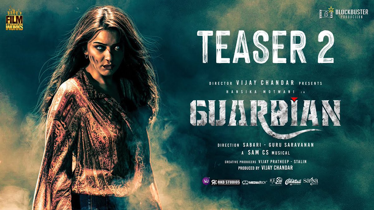 Spooky & Intense Teaser-2 from @ihansika 's #Guardian is here youtu.be/7vIyqmUXZuU March 8th release on big screens. Booking Open Now Music by @SamCSmusic @vijayfilmaker @gurusaravanan @sabari_gireesn @shakthi_dop @artilayaraja @thiyaguedit @ActorSriman @Gopaljames1