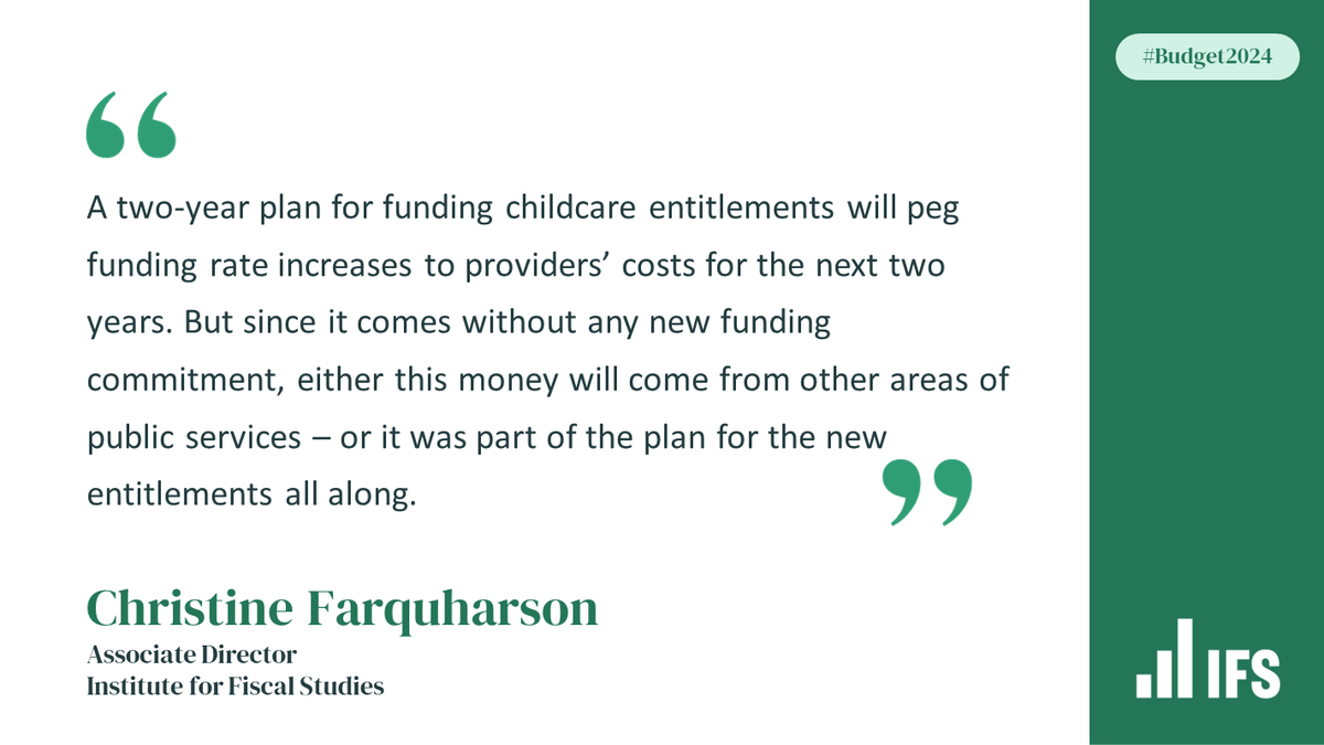 Greater certainty for childcare providers is valuable. But a two-year guarantee still isn’t much, set against reforms that we @TheIFS found will see the government buying more than 80% of pre-school childcare hours in England.
