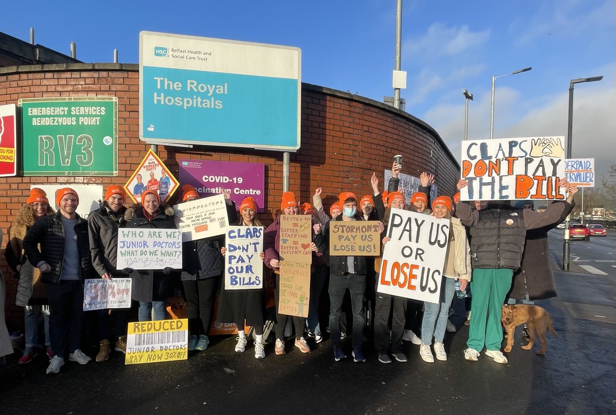 Frustration turns to action as junior doctors in Northern Ireland go on strike for the first time.

Our writer <a href="/ben_ireland_11/">Ben Jaxen Ireland</a> speaks to @NIJDC members t calling for #PayRestoration at a demo in Belfast:
bma.org.uk/news-and-opini…