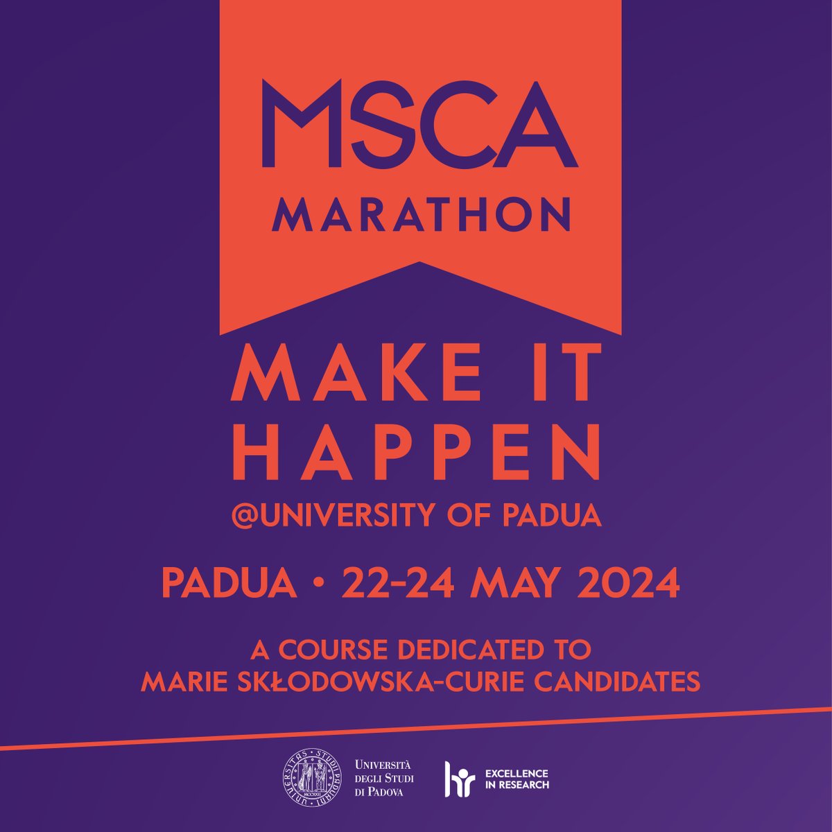 📢 MSCA MaRaThoN@Unipd is back! 👀Are you a #postdoc looking for a @MSCActions postdoctoral fellowship? ❗️MSCA MaRaThon@Unipd is a 3-day training course (22-24 May) for top candidates choosing @UniPadova as their Host Institution. ⌛️3.4.2023 ▶️unipd.it/en/msca-marath…