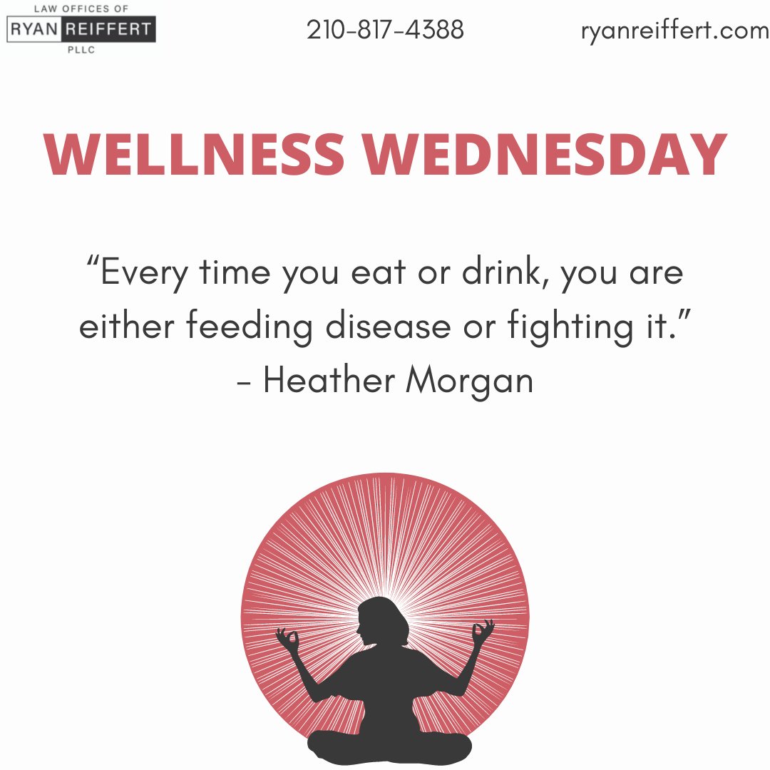 Your diet is a huge aspect of your health! 

#lawofficesofryanreiffert #lawyer #sanantoniolawyer #sanmarcoslawyer #texas #texaslawyer #sanantonio #estateplanning #business #motivation #wellnesswednesday #wellness #selfimprovement!