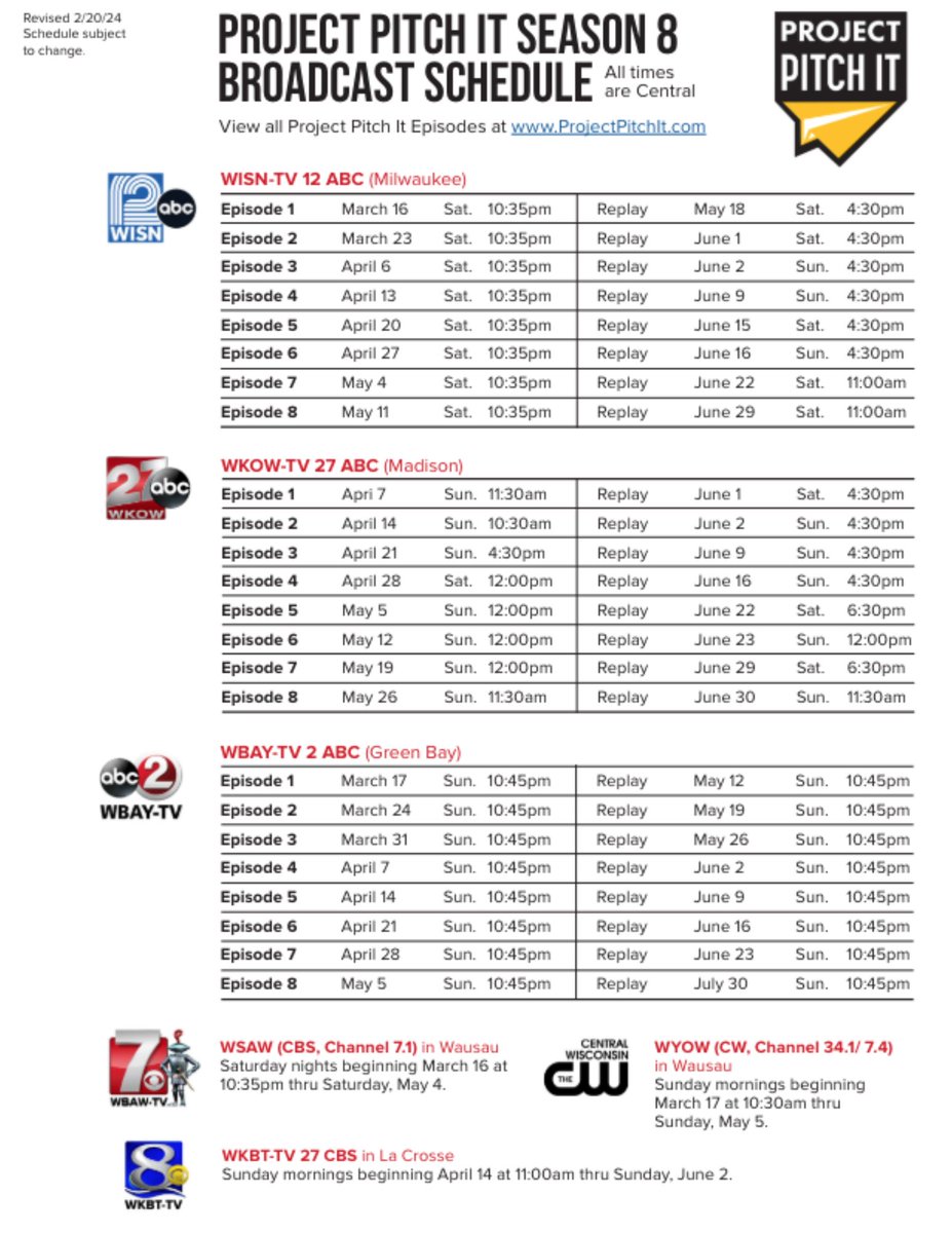 BakingKits's tweet image. 📢‼️ This is an amazing update! Bucket of Bread will be featured on Wisconsin’s, @ProjectPitchIt! More info to follow but mark your calendars and catch Episode 7 of Season 8 when it airs! youtube.com/watch?v=hUAM7p…
 
#bucketofBread #ProjectPitchIt #entrepreneur #wisconsinbusiness