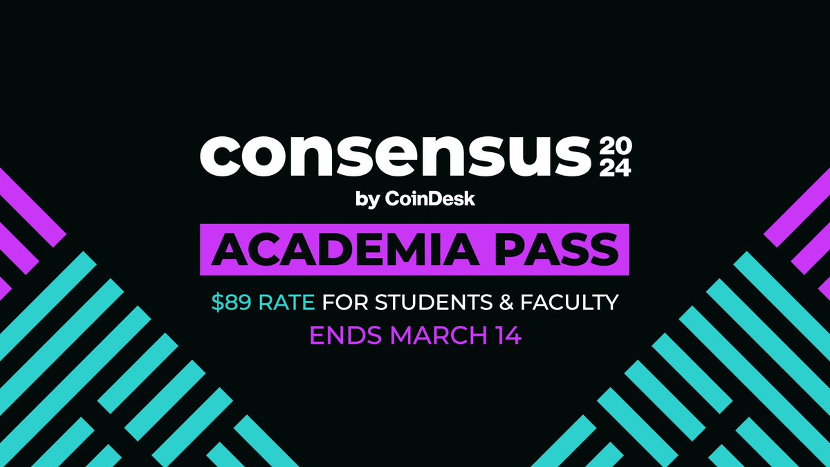 🌍 Transform your understanding of blockchain at #Consensus2024. 📘 Grab  your Academia Pass for $89 before prices go up on March 14. Access  exclusive content, connect with industry giants and explore career
