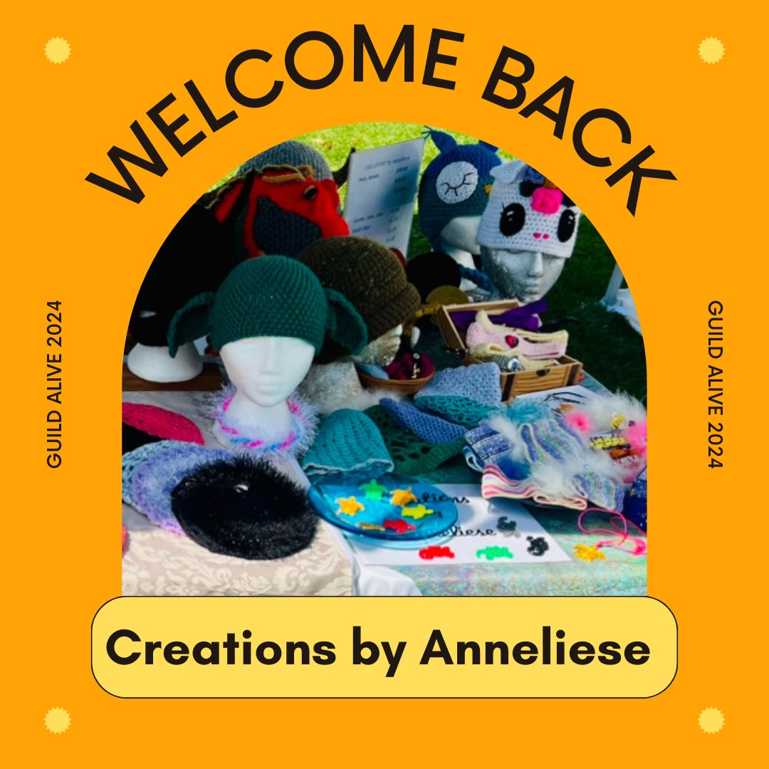 Guild_Alive's tweet image. Welcome back, Creations by Anneliese!

Unique Crochet “one-of-a-kind” #hats, #berets, #tams, and #headbands in an array of colours. Colour combinations and eye-catching styles. “Complimentary” fluffy, glitzy, and sparkly #accessories! 

#GuildAlive #GuildAlive2024 #BuyLocal