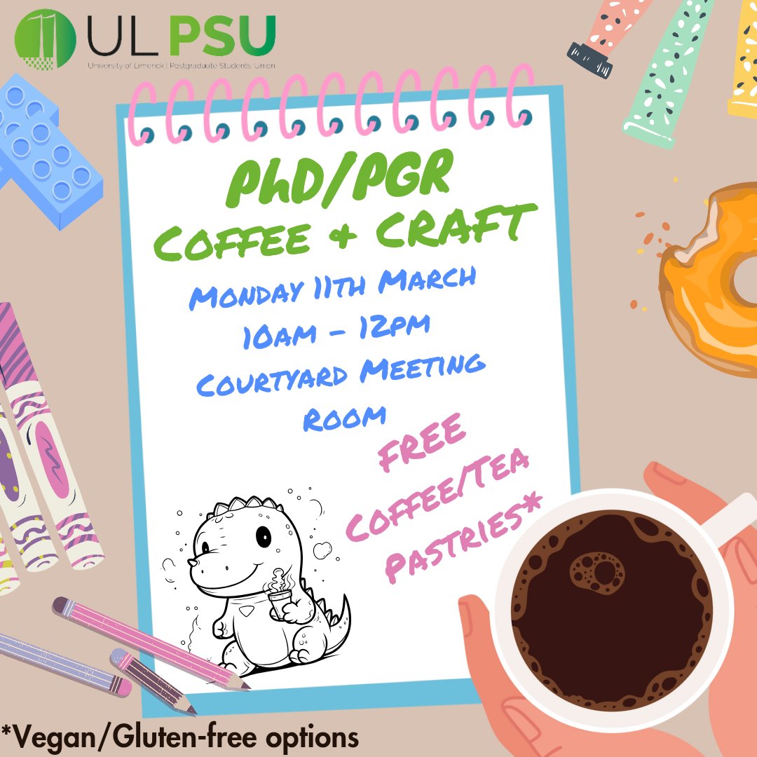 Drop in for a coffee and stay for the crafts! Your mental health is more important than replying to that email and it's FREE ☕️ **Dinosaur not included. Strictly BYOD.