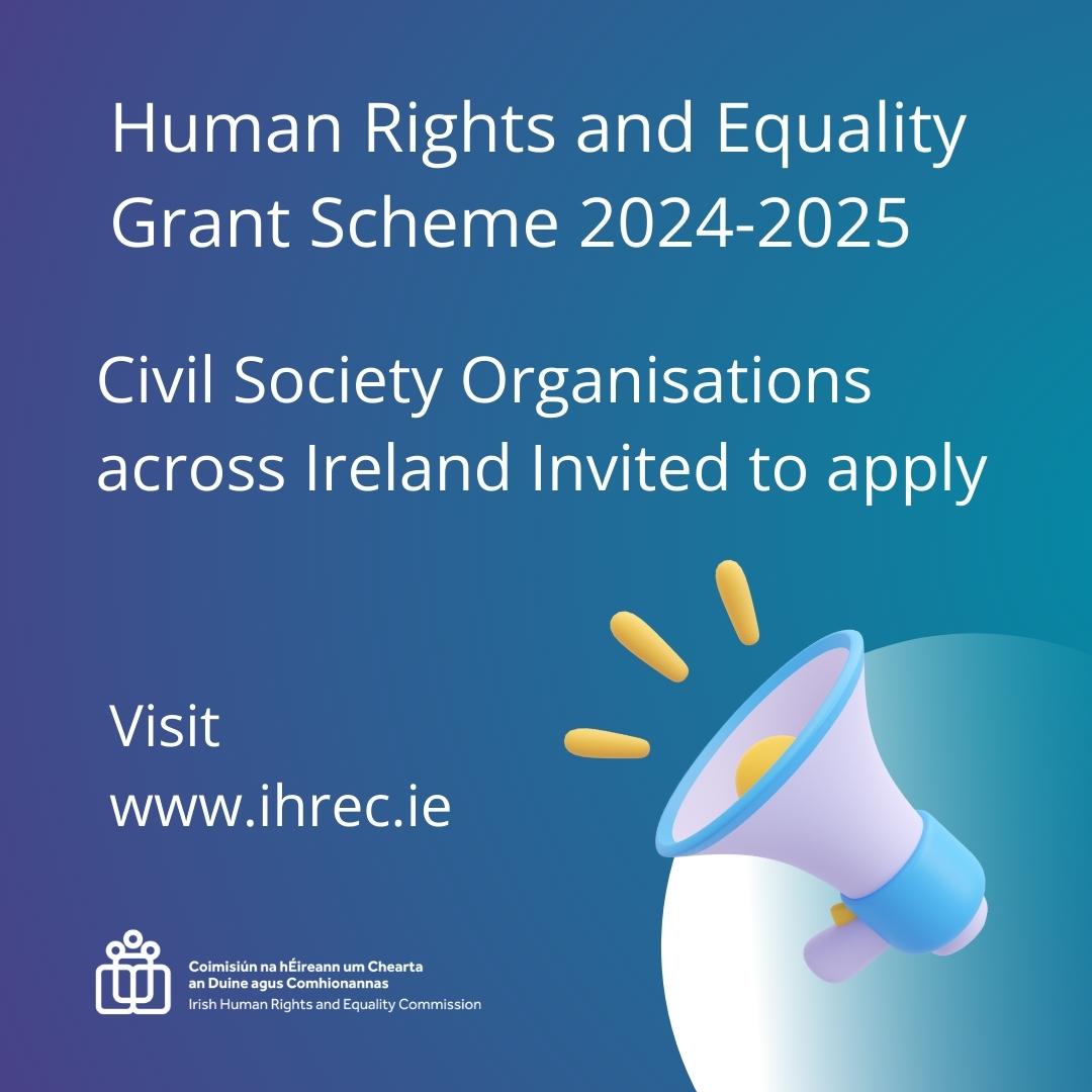 Our Human Rights and Equality Grant Scheme is now open for applications.  Civil Society Organisations across Ireland are invited to apply. Funding is available for small projects up to €6,000 and for general projects up to €20,000. i.mtr.cool/dkvxgleflt