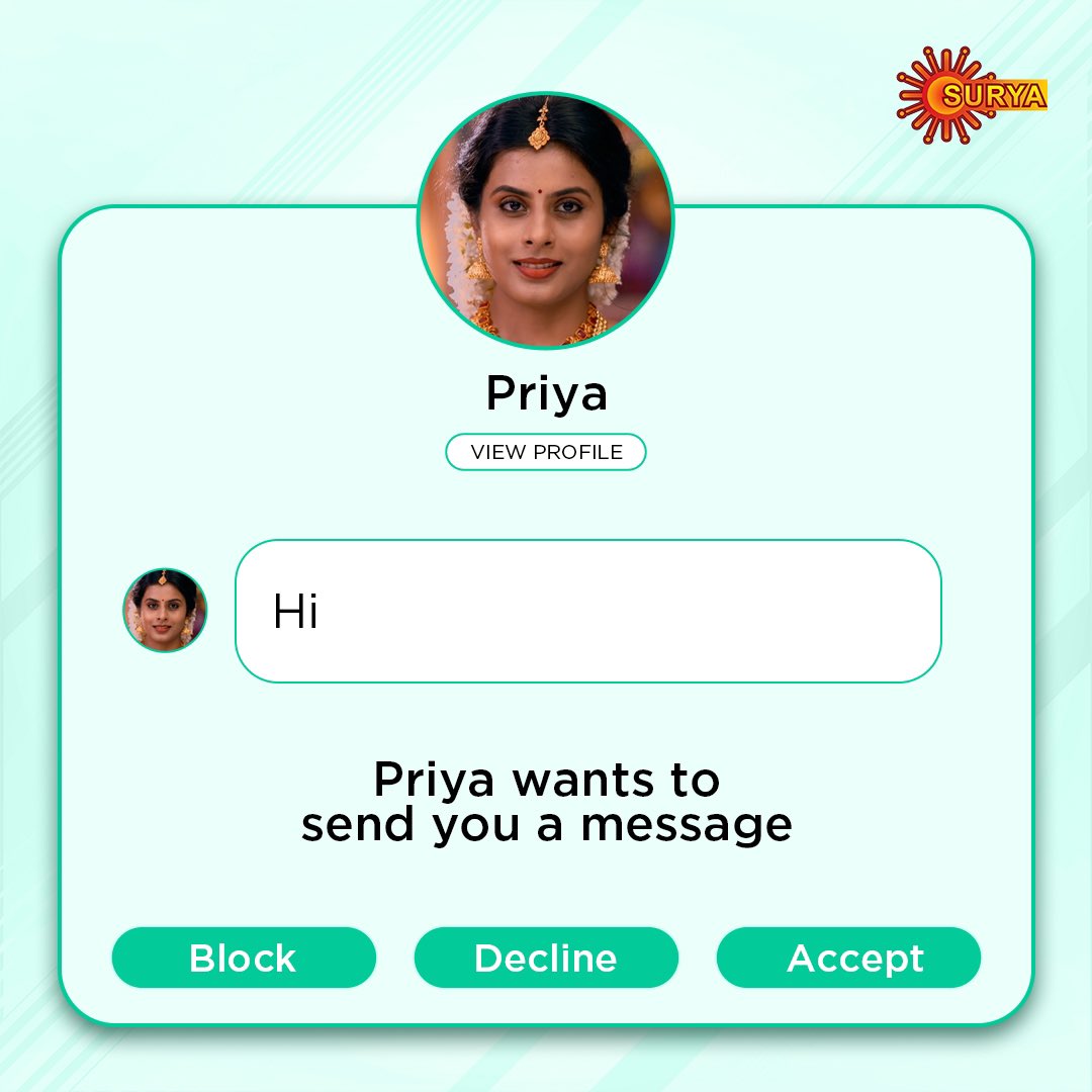 SuryaTV's tweet photo. Whose message will you accept, whom will you block and whom will you ignore? Tell us in the comments below!

KANYADANAM | EVERY DAY | 7:00 PM
KALIVEEDU | EVERY DAY | 9 PM
KANALPOOVU | EVERY DAY | 9:30 PM

#SuryaTV #Kanyadanam #Kaliveedu #Kanalpoovu #MessageRequest #MalayalamSerials #SerialsOnSuryaTV