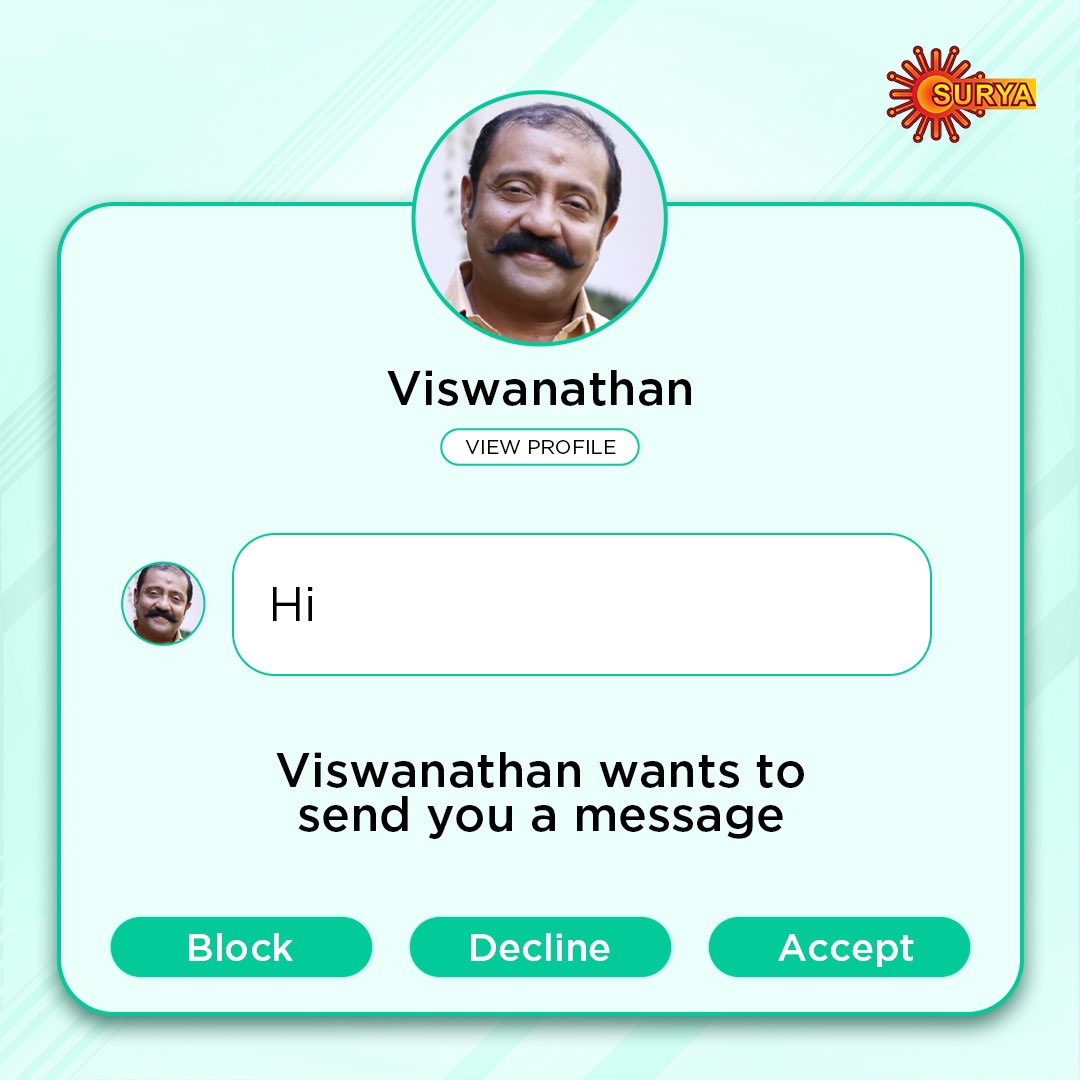 SuryaTV's tweet photo. Whose message will you accept, whom will you block and whom will you ignore? Tell us in the comments below!

KANYADANAM | EVERY DAY | 7:00 PM
KALIVEEDU | EVERY DAY | 9 PM
KANALPOOVU | EVERY DAY | 9:30 PM

#SuryaTV #Kanyadanam #Kaliveedu #Kanalpoovu #MessageRequest #MalayalamSerials #SerialsOnSuryaTV