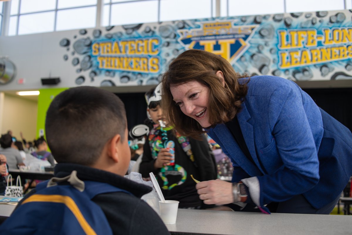 CCSDFoodService's tweet photo. Honored to have our Interim Superintendent, Dr. Brenda Larsen-Mitchell, join the fun at Harley Harmon ES as we celebrate National School Breakfast Week! 🏄‍♀️🥛 #NSBW #SchoolBreakfastWeek https://t.co/obWOra9cHY