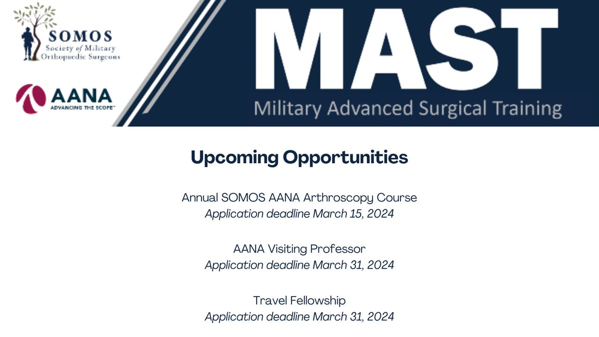 Learn more about these exciting training opportunities that are available through the MAST program in 2024! bit.ly/3P0LuYd @AANAORG