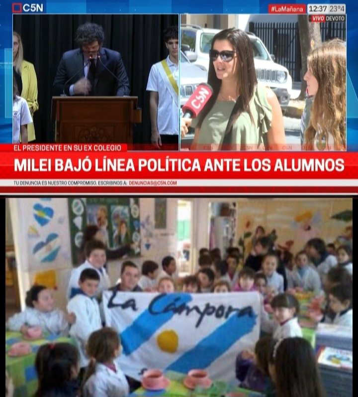 El kirchnerismo adoctrinó pibes durante 20 años pero ahora lloran por un discurso de Milei en un colegio.