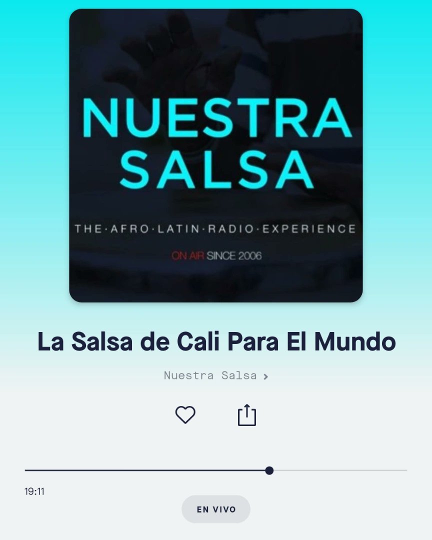 Ya escucharon nuestrasalsa.com de <a href="/RicardoMendivil/">Ricardo Mendivil 🎧</a>?

Buena salsa, balance, gusto, curva melódica, temas clásicos, nuevos, conocidos, otros no tanto pero muy buenos...

#SalsaParaTodos
#OyeLaNoticia
#MaratonSalsera
#SalsaParaTodos
#SonDeAqui
#LaSalsaEstaMuertaPeroDeLaRisa