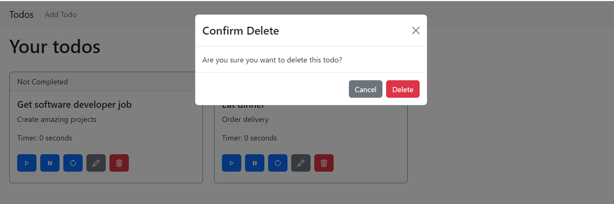 Day 20 of #100DaysOfCode

Implemented a pop-up for my todo app that confirms whether the user wants to delete a task upon clicking the trash button.