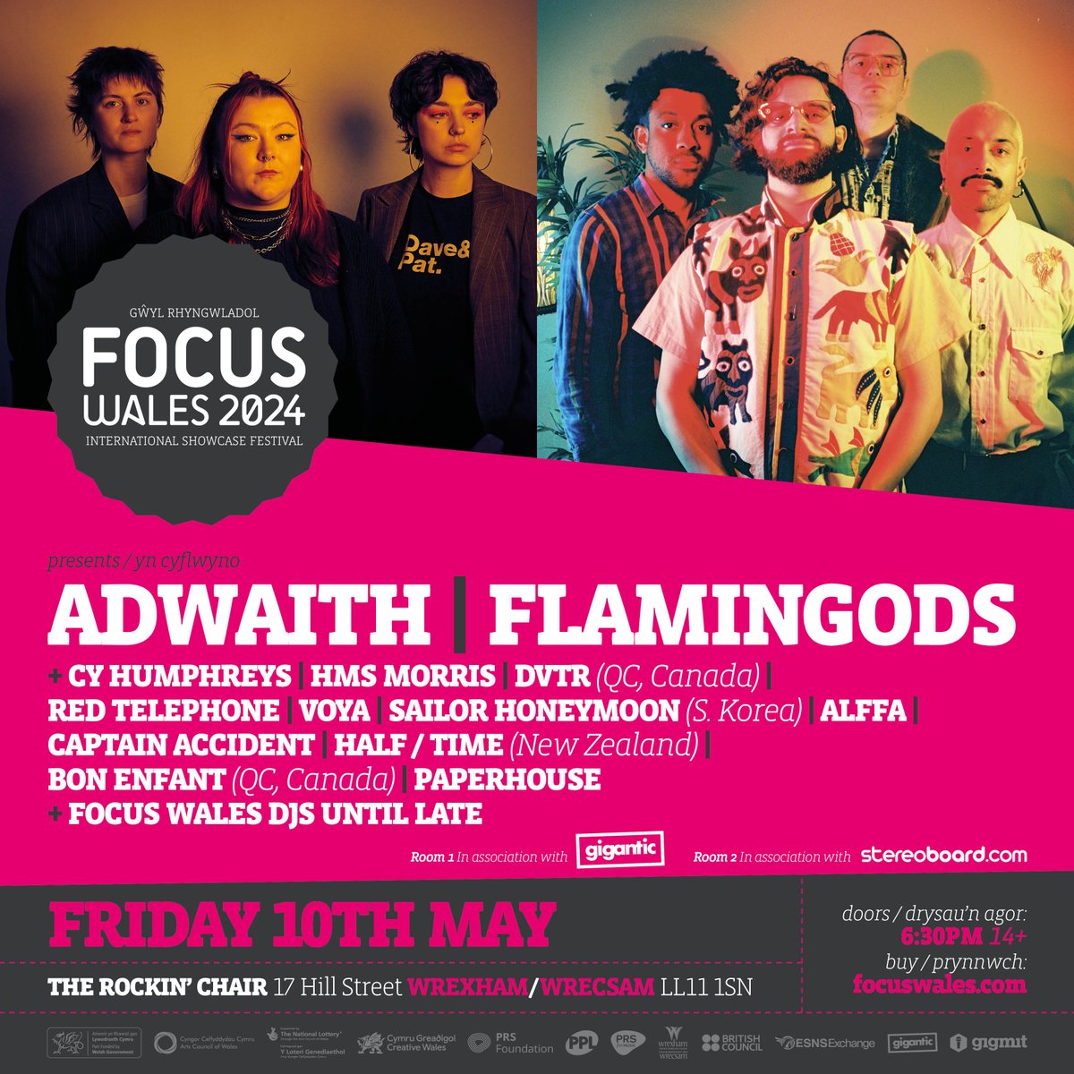 🎪 @adwaithmusic + @Flamingods at FOCUS Wales 2024 + @cyhumphreys @HMSMorris #DVTR @_RedTelephone_ @voyamusic #SailorHoneymoon @alffa_band @CaptainAccident #HalfTime #BonEnfant #Paperhouse + FOCUS Wales DJs until late... 🪩 🎉 MAI 10 MAY #WREXHAM 🎫 focuswales.com