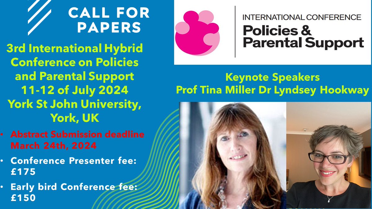 **Deadline approaching** Submit your abstract to avoid disappointment
RETWEET PLS! @cplleadership @DrJKelland @markgatto1 @PregnancyLossIE @PVrticka @RMatthewsPsyEdu @wiasnofficial @work_childcare @CWF_Journal @clareakaC2
 @ndzitina @pettsric @Profatarrant
yorksj.ac.uk/events/interna…