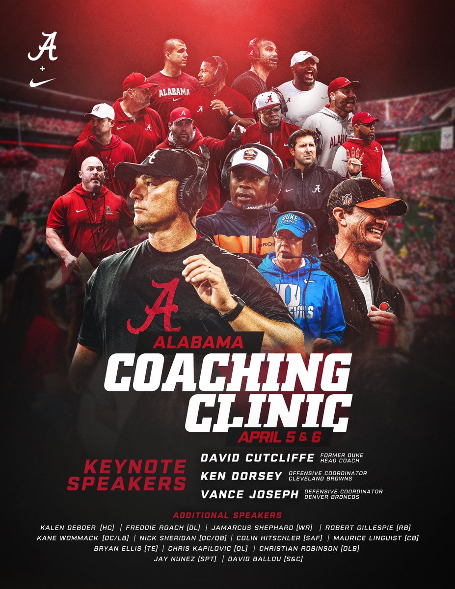 Alabama Coaching Clinic! 🗓 April 5-6th - Registration is now open. Coaches ONLY - 🔗: bit.ly/3uhzBpI #RollTide