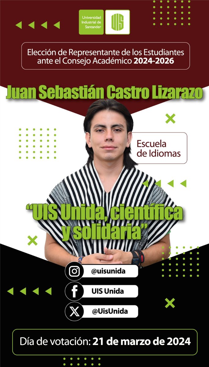 UIS's tweet photo. #EleccionesUIS ¡Ellos son los candidatos a representante estudiantil ante el Consejo Académico!

▶ Día de votación 👉 21 de marzo de 2024 https://t.co/TWpBGiUGkD