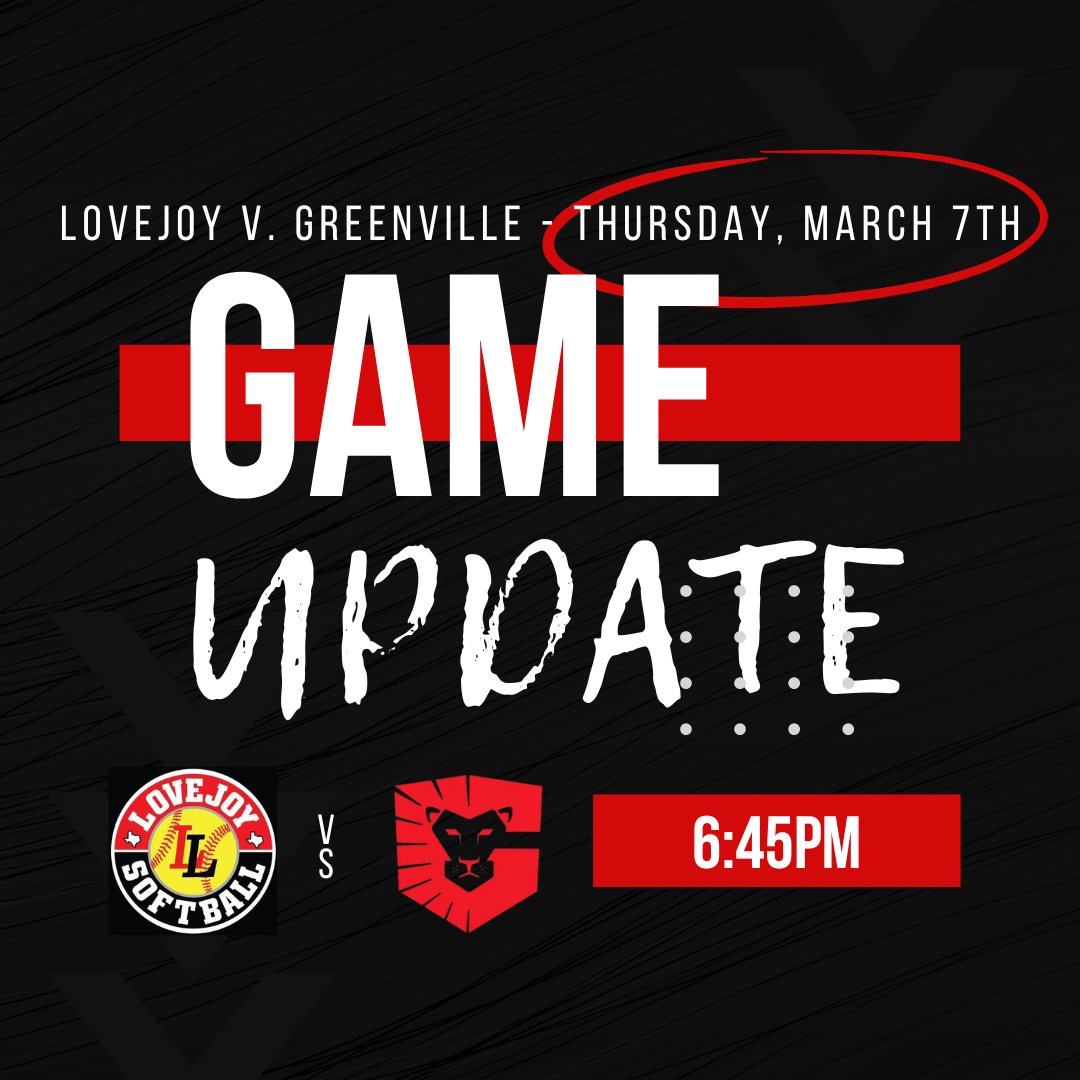 🚨DISTRICT HOME GAME UPDATE!
📅THURSDAY, March 7th 
⏰Varsity 6:45pm
🆚Greenville Lions
🖤BLACK OUT
🎟️lovejoyleopards.net/HTtickets