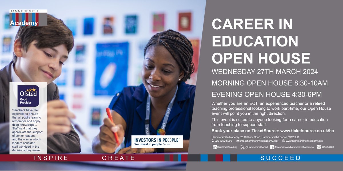 We are once again hosting our CAREER IN EDUCATION OPEN HOUSE event for those looking for roles in a education setting. Come join us to discuss your future. Wednesday 27th March 2024, 8:30-10am or 4:30-6pm. Click here for full details and to sign up >> ticketsource.co.uk/ha