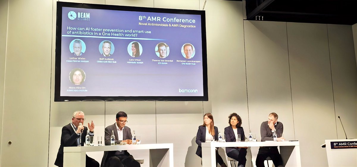 Great discussion at the 8th #AMR conference session in #Basel on 'How can #AI foster prevention and smart use of antibiotics in a #OneHealth world?' @ralfsudbrak, Muna Abu Sin @rki_de, Ramanan Laxminarayan @OneHealthTrust, @thvanboeckel & @LaraUrban42 - happening now!