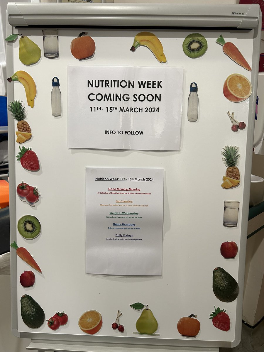 Getting ready for Nutrition and Hydration week 🍇 🍈 🍉 11th March -15 th March 2024 @WardF1NMGH @NorthMcrGH_NHS @MFTnhs @sarah_annsankey @Sarahslicker1 @kathryn1k